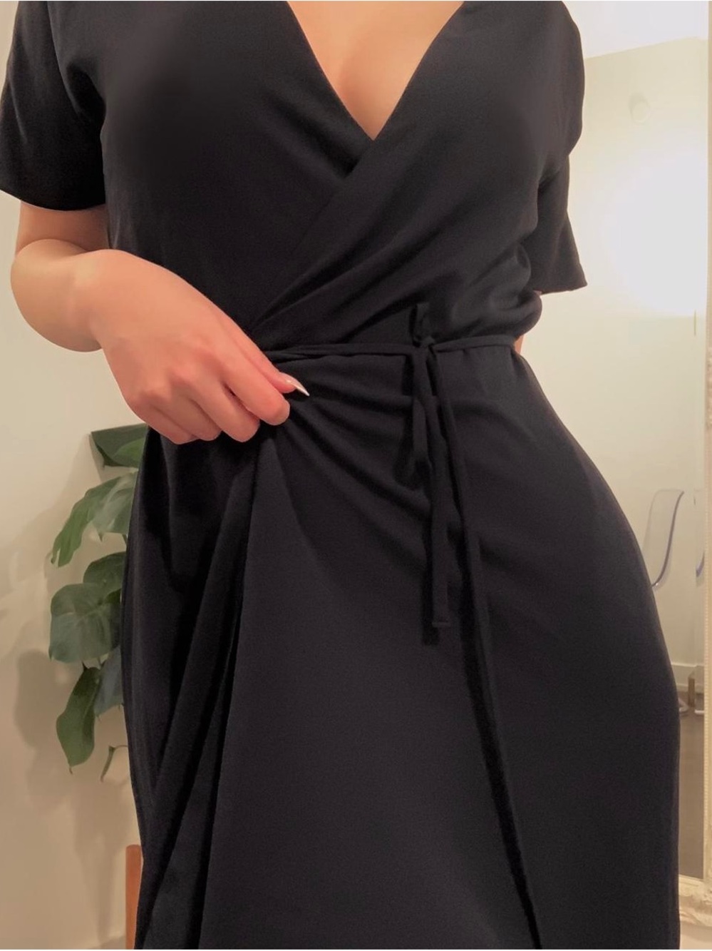 New York & Company Black Wrap Midi Dress